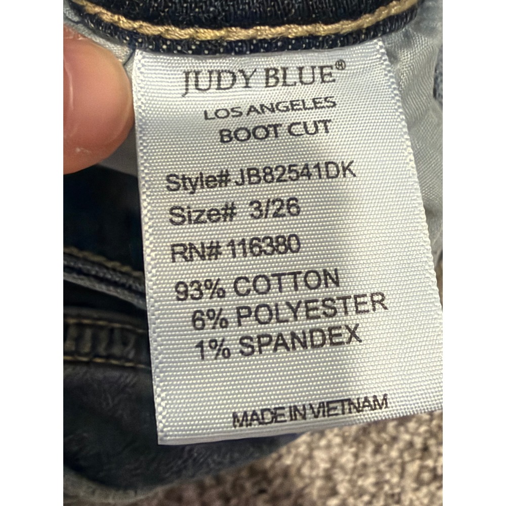 Judy Blue Jeans Women 3/26 Blue Boot Cut Distressed JB82541DK Stretch Denim - Picture 4 of 10